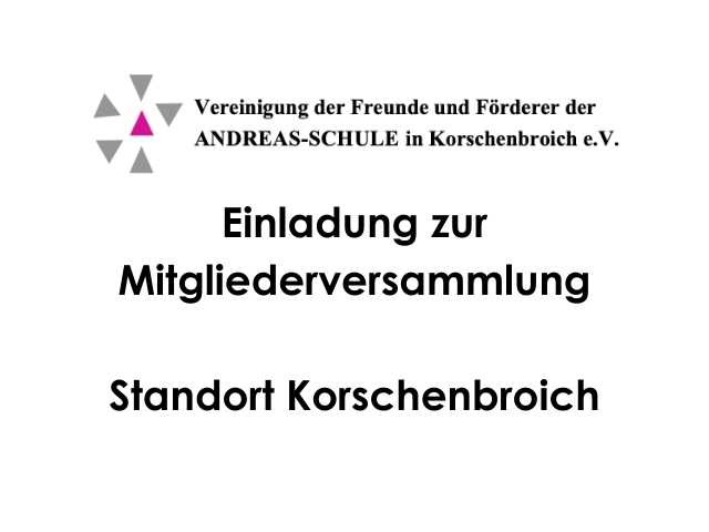 Einladung zur Mitgliederversammlung Förderverein Korschenbroich